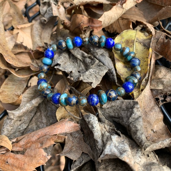 Lapis Lazuli and blue jasper bracelet - Picture 3 of 3
